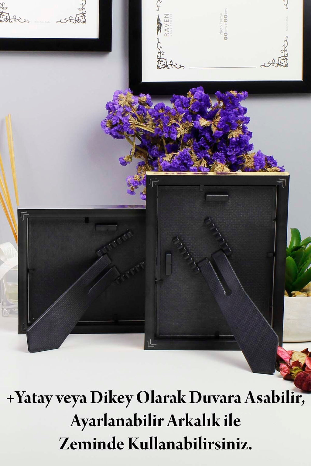 15cm x 21cm Raven Resim, Belge, Fotoğraf Çerçevesi Siyah Ayarlanabilir ayaklı