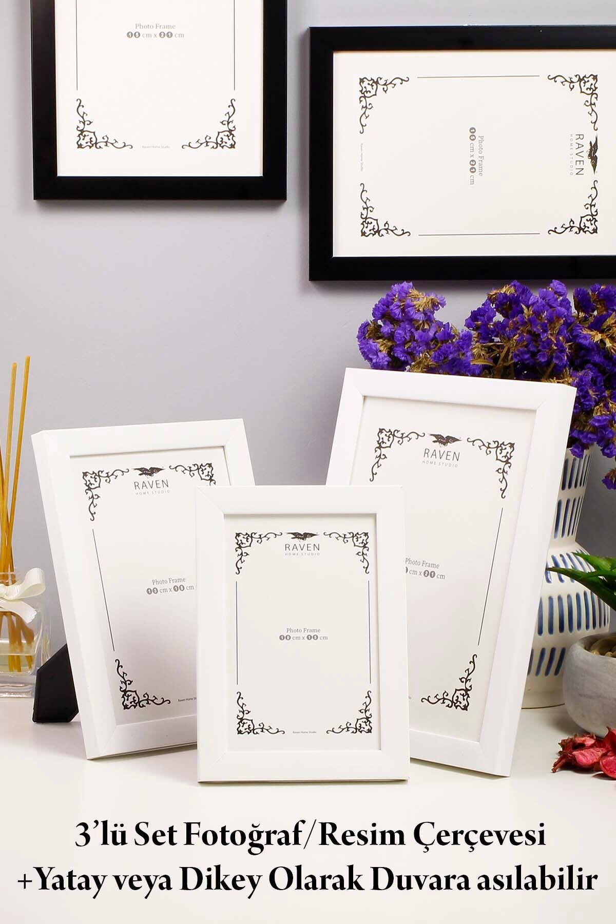 3'lü Set Düz Beyaz 10cmx15cm 13cmx18cm 15cmx21cm Resim, Fotoğraf, Belge, Poster, Evrak Çerçeve