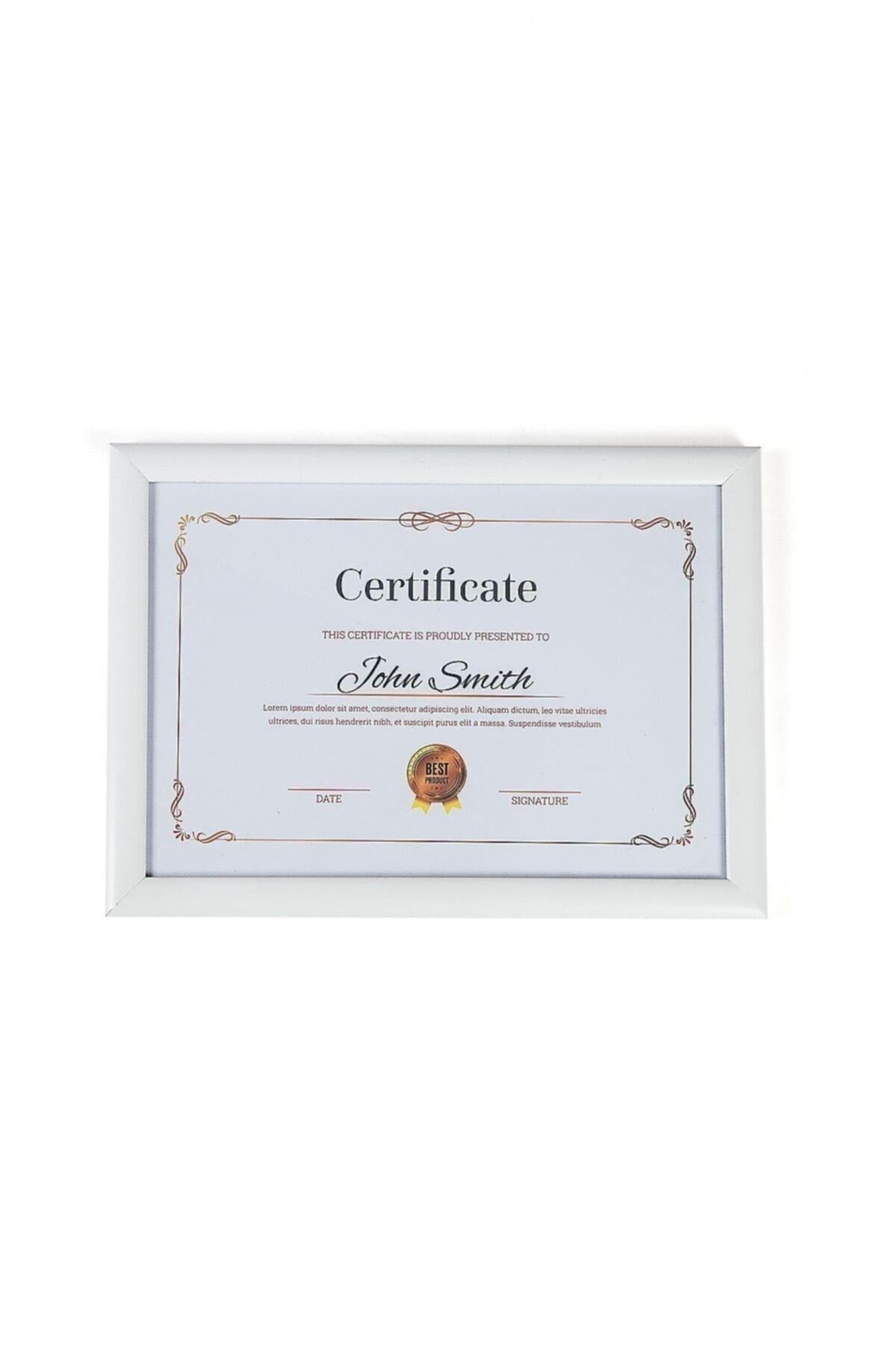 Klasik A4 Çerçeve Beyaz Kırılmaz Pvc Camlı 21x30 Sertifika Diploma Belge Fotoğraf Için 002
