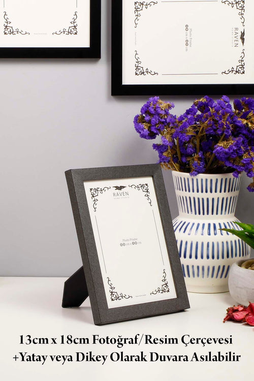 13cm X 18cm Antrasit Resim, Fotoğraf, Belge, Poster, Evrak Çerçevesi Ayarlanabilir Ayaklı Çerçeve